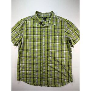 Marmot Plaid Pocket Shirt Mens XL Green Short Sleeve Button Front Outdoor Hiking